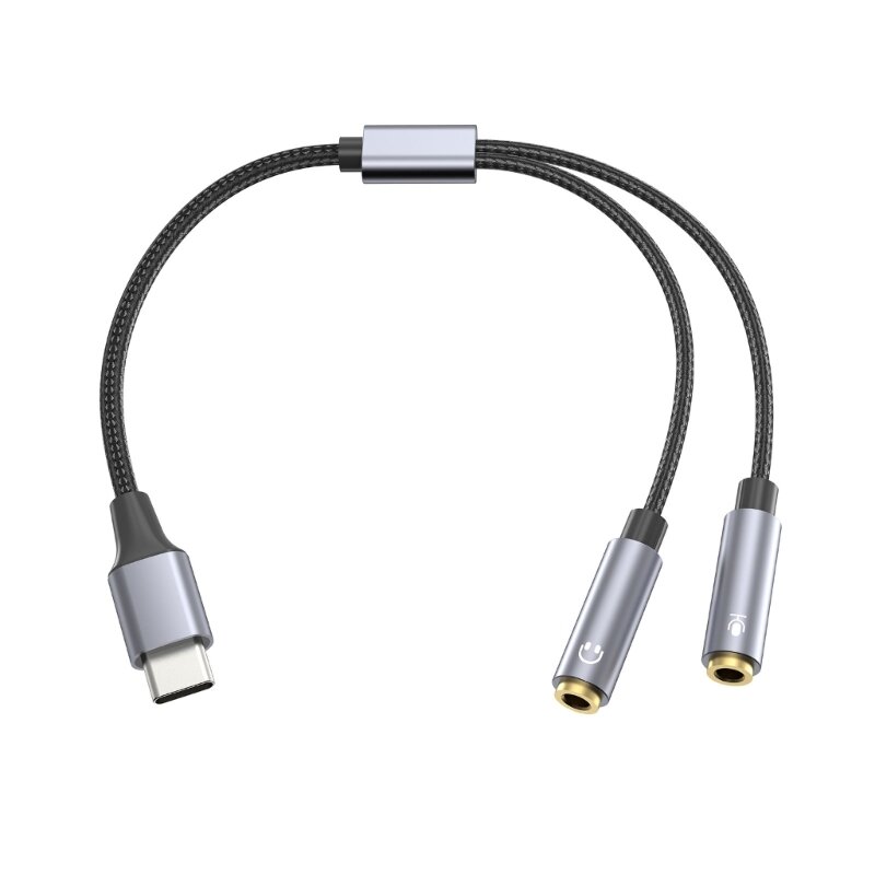 Divisor micrófono para auriculares para computadora Cable macho 3,5 mm a cable doble 3,5 mm