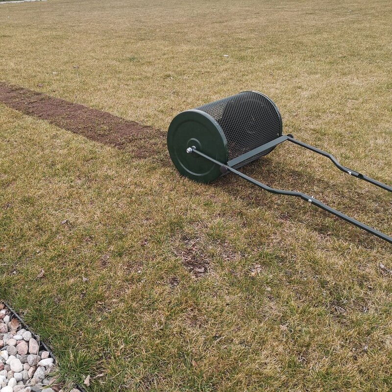 Spreader Roller Peat Moss Spreader For Planting, Seeding, Durable Lightweight Metal Mesh Spreader For Lawn