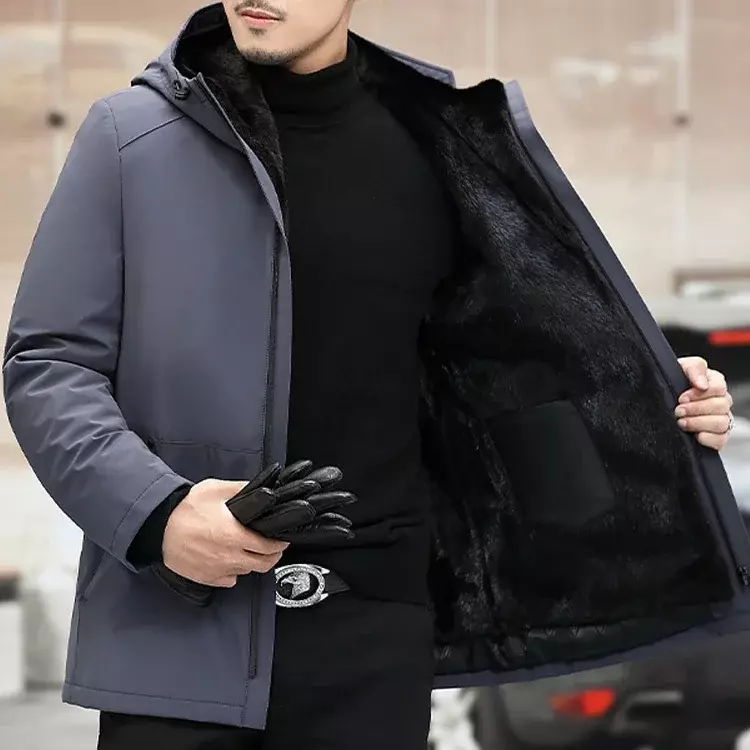 Tcyeek-abrigo de piel de visón extraíble para hombre, chaqueta de piel Real, ropa cálida, informal, a la moda, para invierno
