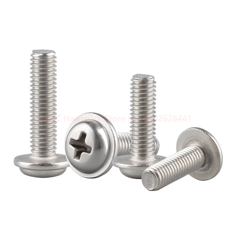 M1.4 M2 M2.5 M3 M3.5 M4 M5 M6 M8 DIN967 Stainless Steel PWM Cross Phillips Pan Round Head With Washer Padded Collar Screw Bolt