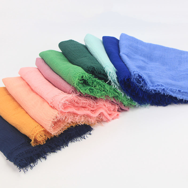 Bufanda de lino y algodón para mujer, Hijabs de Color sólido, Pashmina, chales, envolturas, Foulard, diadema