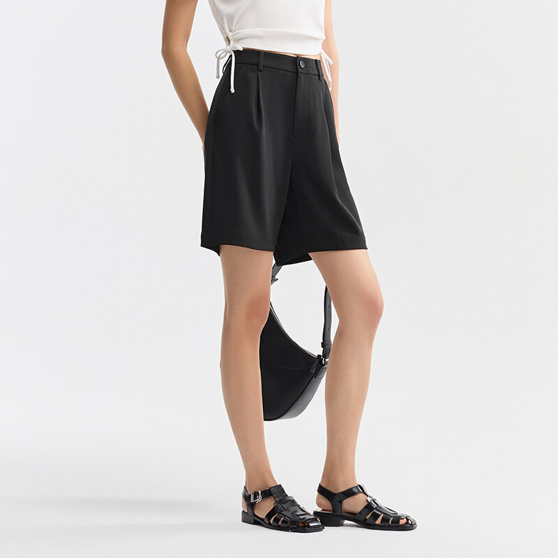 Semir-Calça casual solta feminina, legal e fácil de cuidar, calça curta de cor sólida, versátil e elegante, nova, verão, 2022