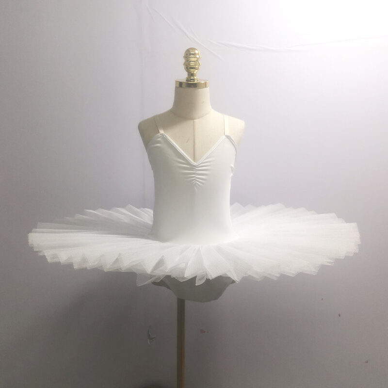 Vestido infantil Swan Lake, saia branca Tutu, traje de performance infantil, roupa de dança do ventre, palco