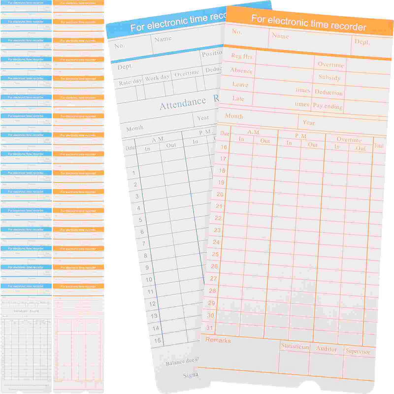 100 Sheets Attendance Paper Jam Office Supplies Accessories Timecard Supply Staff