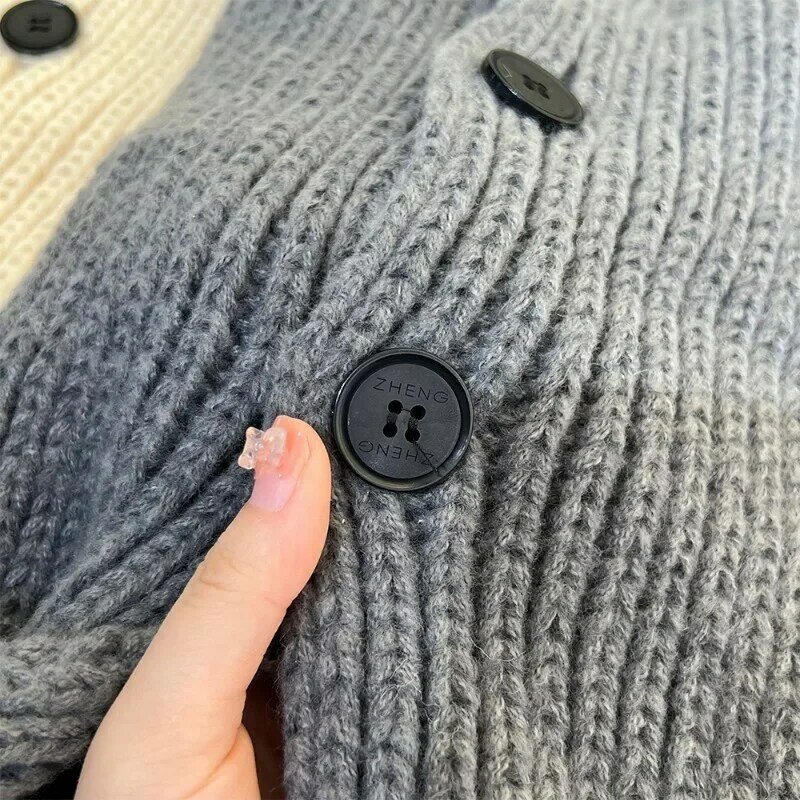 Cachecol de botões de cor sólida feminina, colarinho falso, tricotado, quente, na moda, coreano, inverno, novo