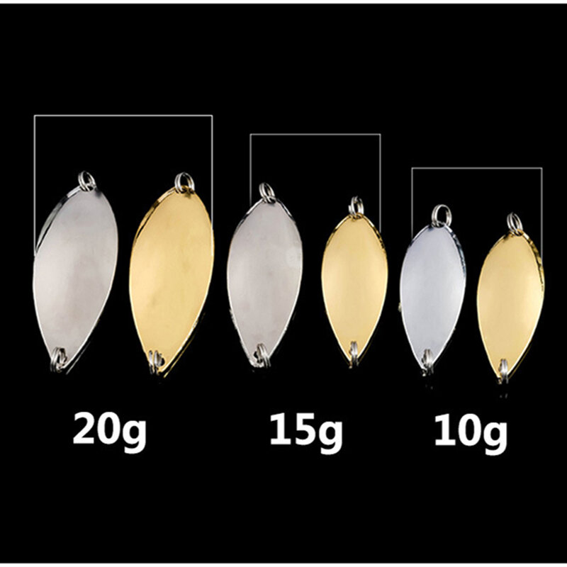 Metal Spinner Colher Fishing Lure, Iscas Artificiais Duras, Trout Pike, Pena Treble Gancho Tackle, Ouro e Prata, 10g, 15g, 20g, 1Pc