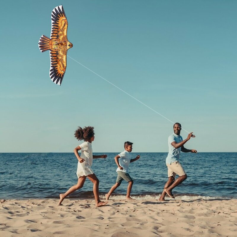 Cerf-volant aigle de 1.1m avec ligne de 30 mètres, grand oiseau volant, cadeau pour enfants, voyages en famille, jardin, sport de plein air, jouet bricolage