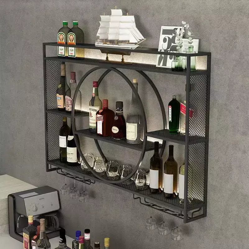 Shelf Whisky Wine Cabinets Industrial Modern Club Liquor Salon Wine Cabinets Storage Metal Buffet Stojak Na Wino Bar Furniture