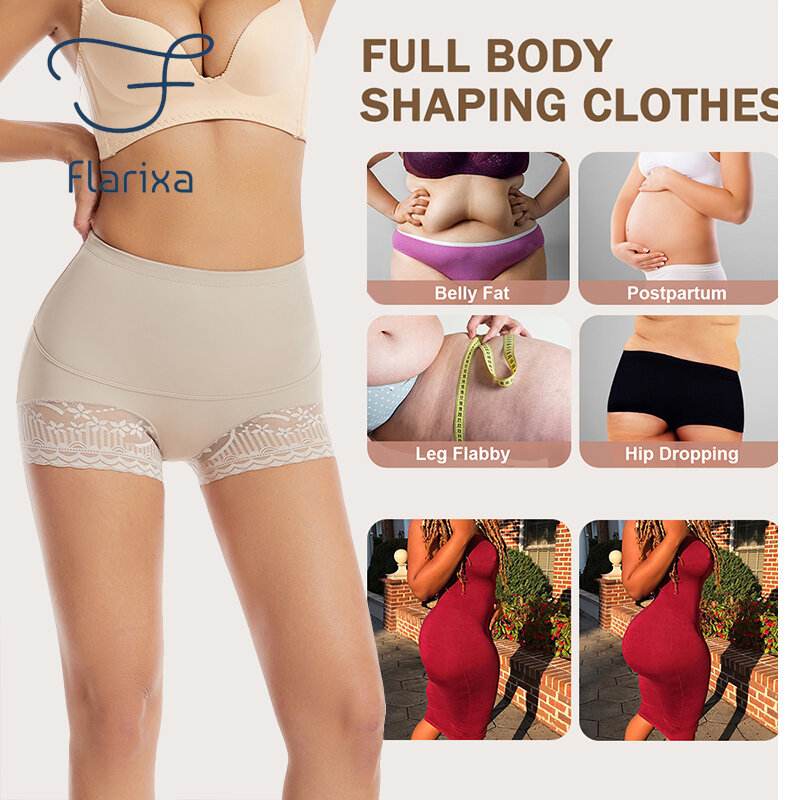 Flarixa Seamless Shapewear Women Tummy Control Panties High Waist Slimming Shorts Flat Belly Shaping Underwear Body Shaper Pants