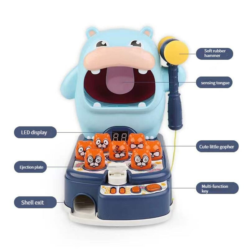 Mainan anak-anak, mainan anak-anak whack-a-mole listrik besar dengan lampu suara, mesin Game montesori, mainan pendidikan dini bayi interaktif