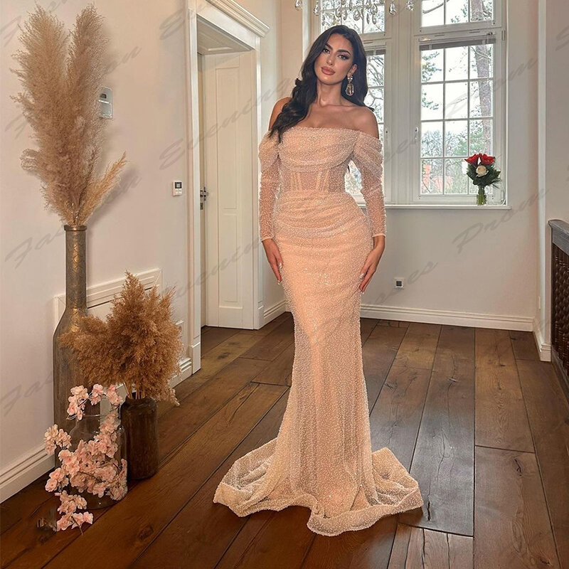 Eleganckie damskie piękne suknie wieczorowe fascynujące seksowne bez pleców syrenka z ramienia prosta wyszczuplająca suknie na bal maturalny 2024