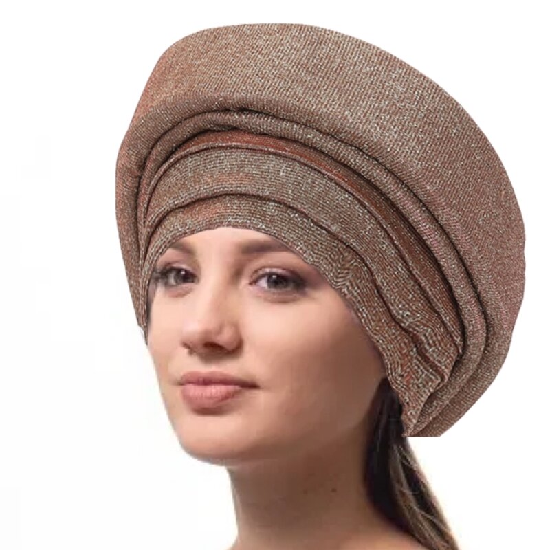 عمامة لامعة للنساء متعددة الطبقات، غطاء رأس مريح وعصري، قبعة ملونة