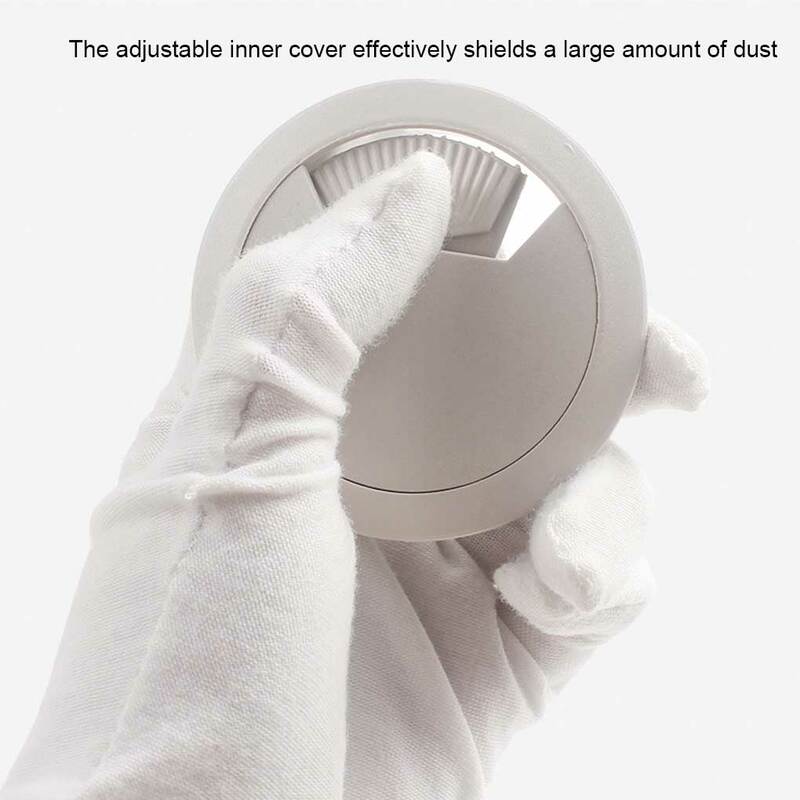 Desk Hole Cover Portable Waterproof Detachable Insulative Round Anti-rust Cable Grommet Organizer 53mm Grey White