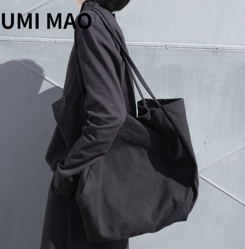 UMI MAO Yamamoto-Bolsa de Ombro Aberta de Grande Capacidade, Bolsa de Compras Canvas, Nicho Escuro, Grosso, Homens e Mulheres, Y2K