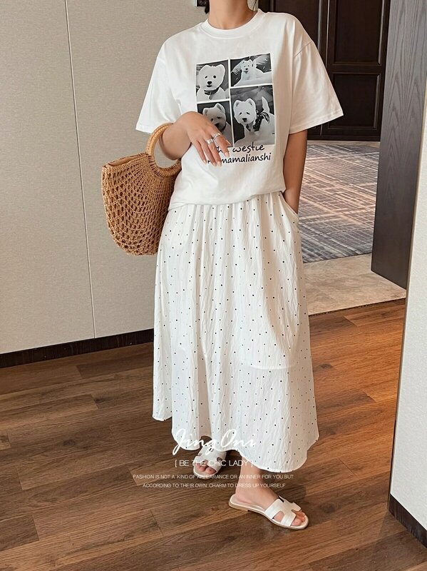 White T-shirt Y2k Woman Clothing 2024 Summer Korean Fashion Style New Elegant  Crop Top Short Sleeve Tees Youthful Oversized