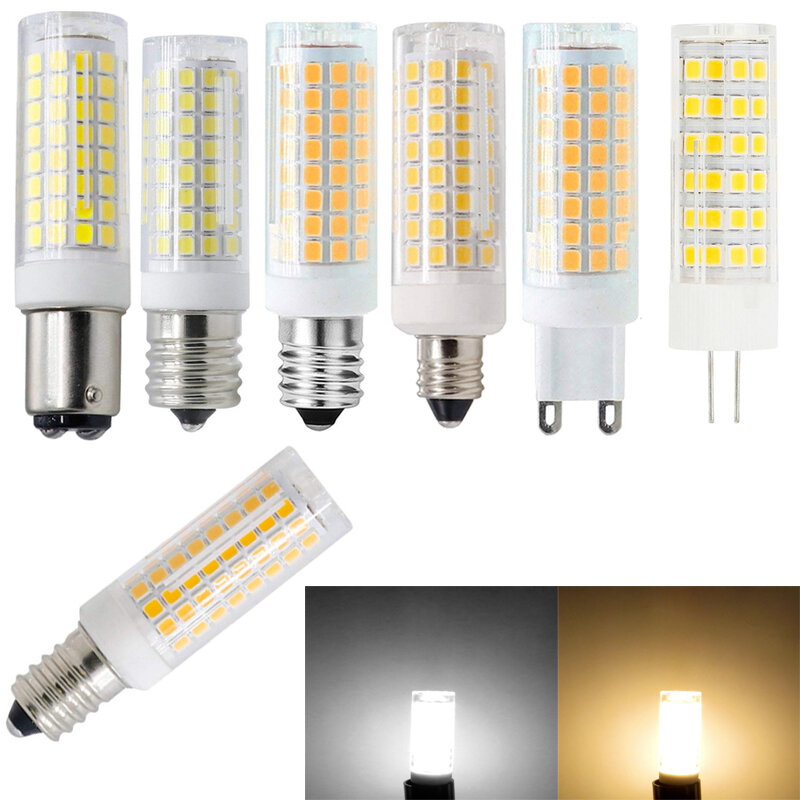 Bohlam Lampu LED Mini Dimmable G4 G9 BA15D E11 E12 E14 E17 9W 102 LEDs Bohlam Jagung Ganti 80W Lampu Halogen 220V 110V untuk Rumah