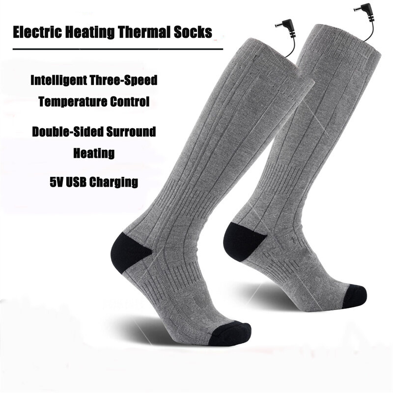 Chaussettes électriques rechargeables, contrôle de la température à trois vitesses, confortables, sports de plein air, hiver