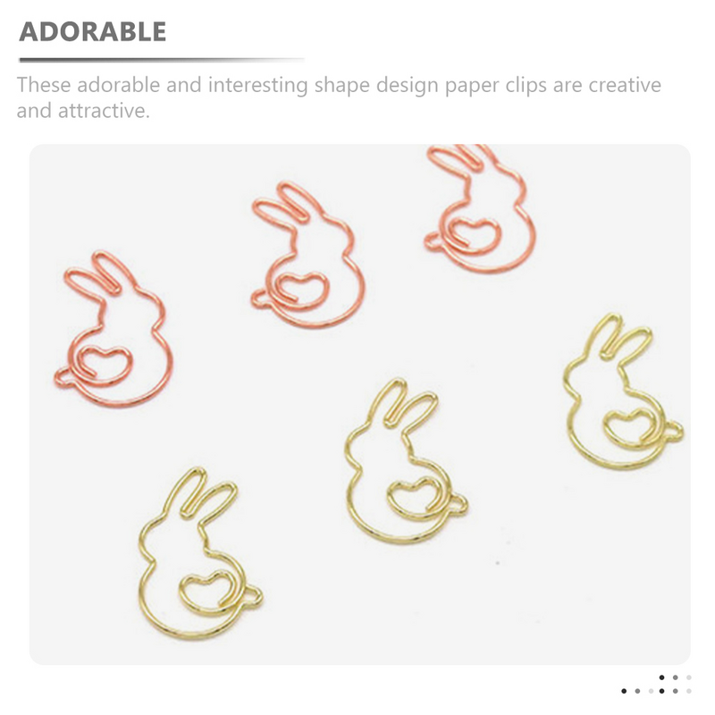 Cute Paper Clips Rabbit Shaped 20Pcs Metal Paper Clamps Bookmark Clips File Document Clips Picture Clips Photo Clips Home
