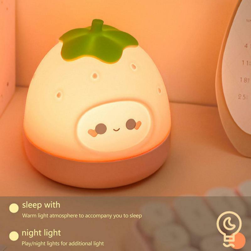 LED Night Lamp Strawberry Shape Touch Light Colorful Child Holiday Gift Sleeping Creative Bedroom Desktop Decor Lamp