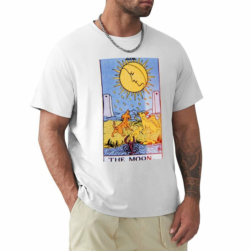 เสื้อยืดลาย TAROT-The Moon แห้งเร็วพิมพ์ลายสัตว์สำหรับเด็กผู้ชายเสื้อยืดเฮฟวีเวตสำหรับผู้ชาย