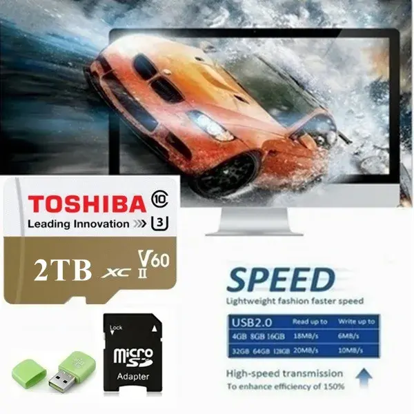 Cartão de Memória de Grande Capacidade, 100% Alta Velocidade, USB Drive, SDHC Micro SD, Cartão SDHC, 10Uhs, 1tf, 2TB, 1TB, 1TB 51, 256GB, 128GB