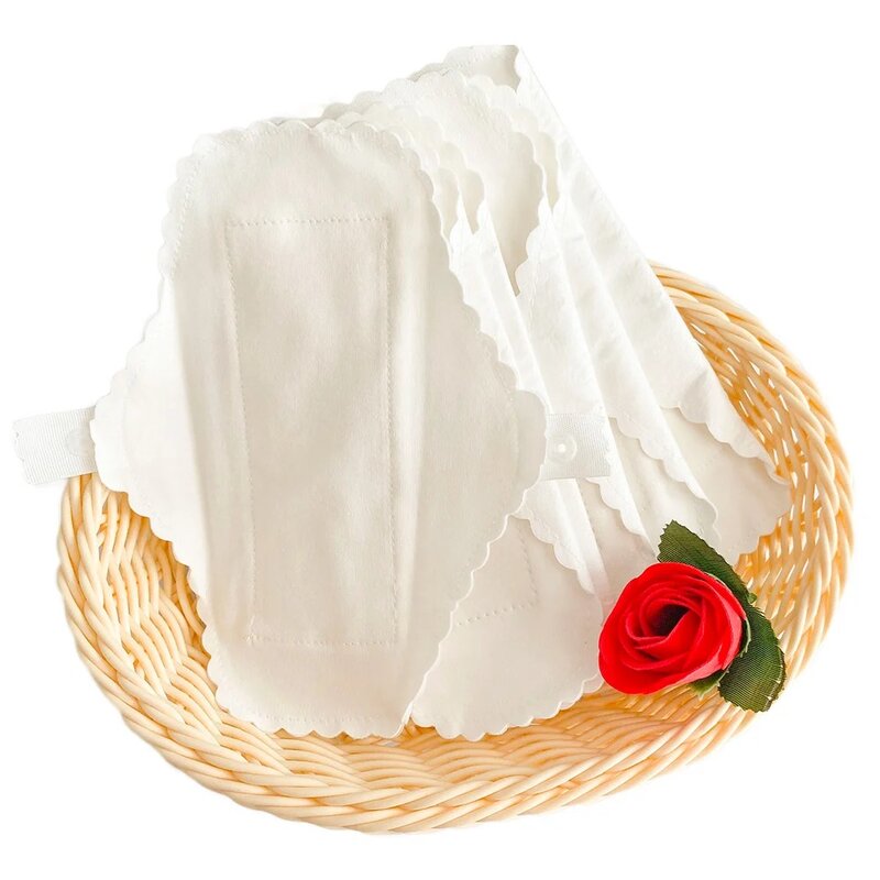 Almofadas sanitárias de algodão lavável para mulheres, forro de calcinha à prova de vazamento, almofadas menstruais reutilizáveis, higiene fina, 3PCs, 180mm