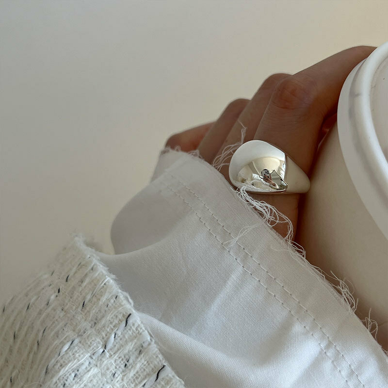 Anillo ajustable de Plata de Ley 925 para mujer, sortija de boda de superficie lisa, joyería de lujo, accesorios de dinero 925