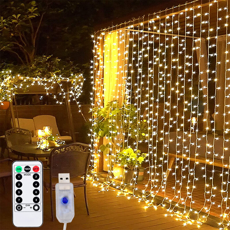 LED String Lights Curtain Light, Fairy Lights, Jardim, guirlanda, decoração do casamento, presente de Natal, novo, 2023