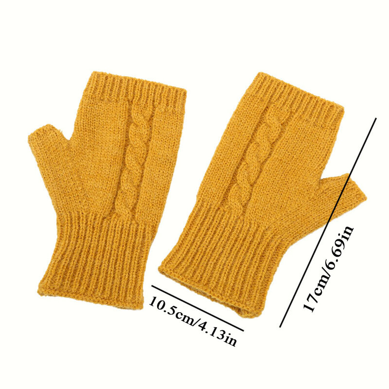 1Pair Black Fingerless Gloves For Women And Men Wool Knit Wrist Cotton Gloves Winter Warm Workout Gloves