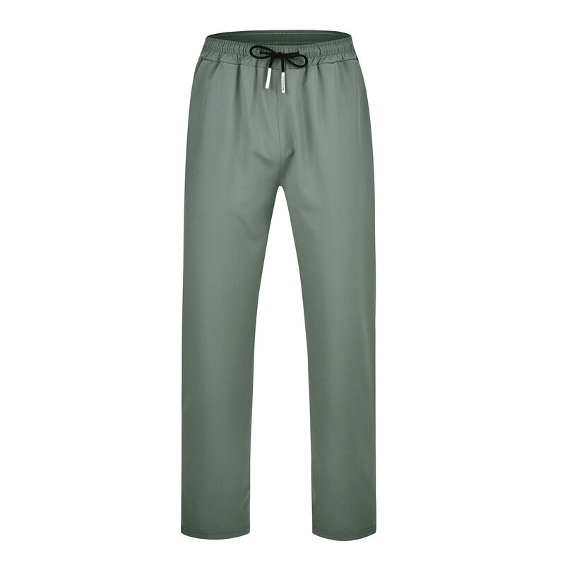 Męskie spodnie lodowy jedwab 2024 lato nowe jednolite kolory cienkie spodnie Casual Outdoor elastyczne oddychające spodnie dresowe z prostymi nogawkami