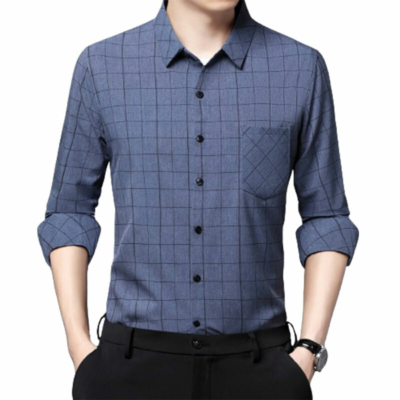 Elegant Fashion Harajuku Slim Fit Male Clothes Loose Casual Sport All Match Men's Top Lattice Color Blocking Long Sleeve Blusa