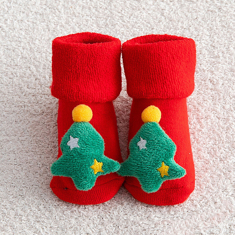 Рождественские детские носки Красный лось Санта Клаус Рождественская елка колокольчик сапоги в форме украшения аксессуары зимние утолщенные теплые носки