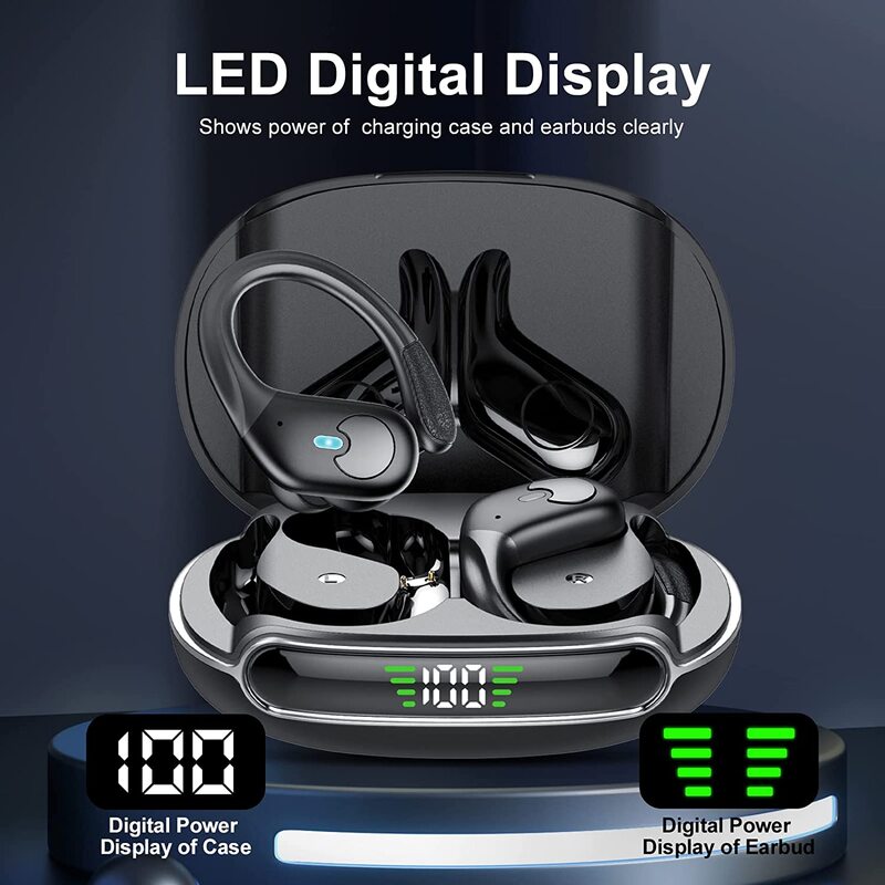 BX30-auriculares TWS inalámbricos por Bluetooth 5,3, cascos deportivos con pantalla Digital LED, HiFi estéreo, reducción de ruido y micrófono HD