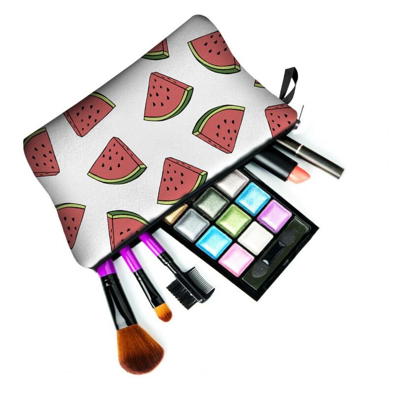 Bolsa cosmética portátil com furo suspenso para mulheres, estampa requintada de melancia bolsa de grande capacidade bolsa lápis para férias
