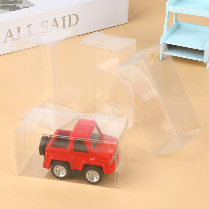 صندوق عرض نموذج سيارة ، علبة واقية شفافة ، غطاء غبار بولي كلوريد الفينيل ، حامل التخزين ، 1:64 ، 2 قطعة