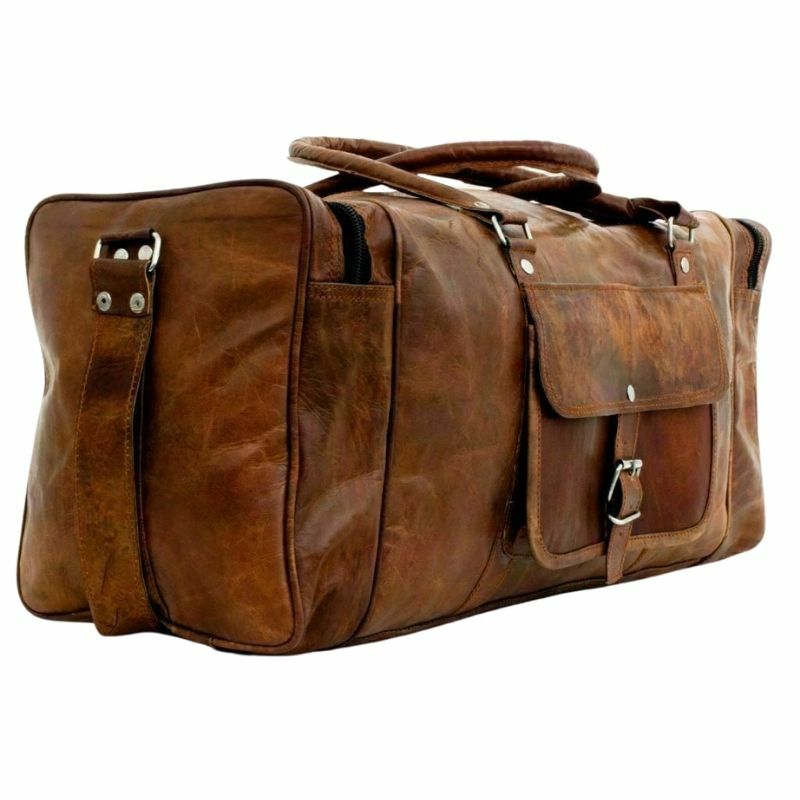 New Men 30" High-Quality Vintage Leather Duffel Weekend Luggage Gym Travel Bag