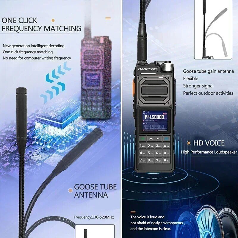 ワイヤレストランシーバーBaofeng-UV-25,10w,6バンド,周波数コピー,uv 25 pro max,bf x5,type-c充電器,fm,長距離,双方向無線