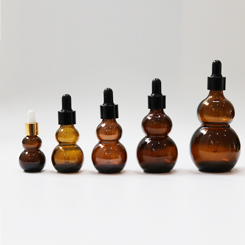 Botella vacía con cuentagotas para aromaterapia, cristal de aceite esencial ámbar, líquido marrón, gota para masaje, botellas de pipeta rellenables, 10-100ml