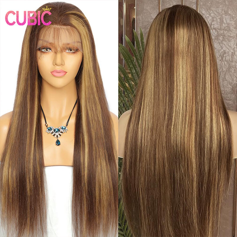 Ombre Straight Human Hair Wig 18-30inch Wear and Go 4/27 Blonde Ombre Lace Front Wig Human Hair 13x4 Pre Plucked With Baby Hair