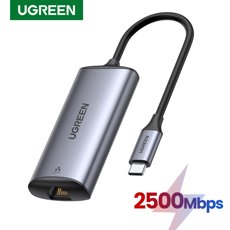 Адаптер UGREEN 2,5G USB Ethernet 2500 Мбит/с USB RJ45 Thunderbolt 3 Lan Type-C до 2,5 гигабит/с для ноутбука и ПК