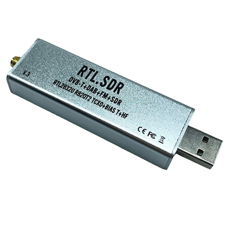 V3 1PPM RTL2832U TCXO HF BIAS Tee SMA ซอฟต์แวร์ที่กำหนดไว้สำหรับวิทยุโลหะ + ดองเกิล SMA พลาสติกพร้อมเสาอากาศ RTL SDR V3 RTL2832U R820T2