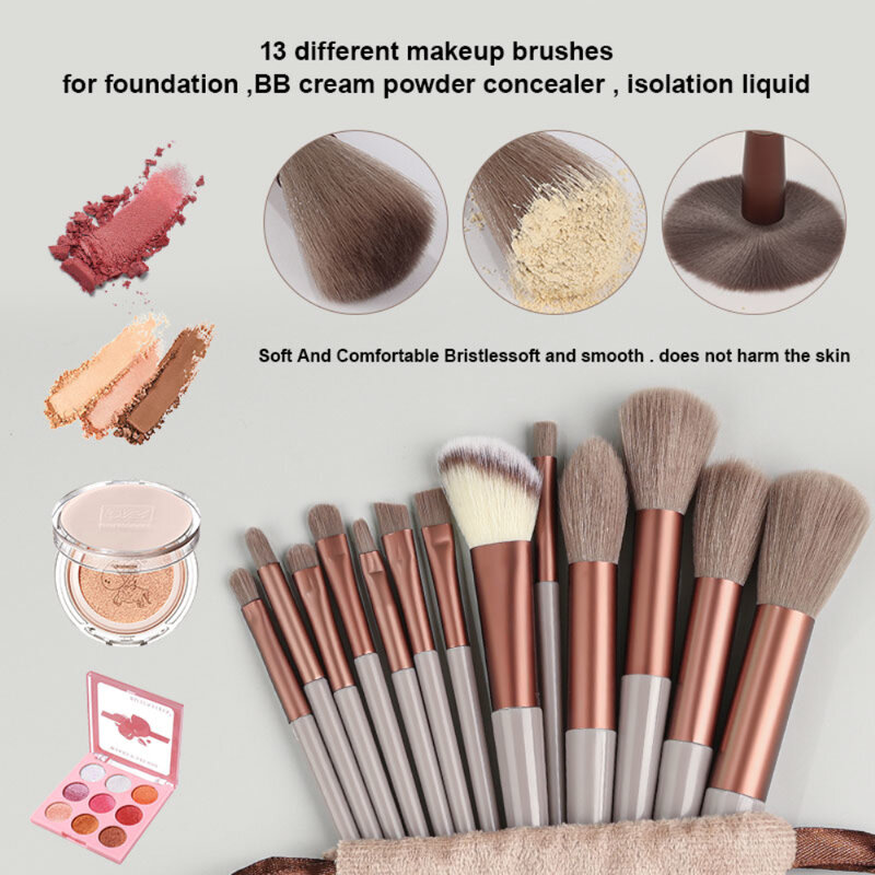 Makeup Brushes 13Pcs Set Foundation Concealer Powder Blusher Kabuki Blending Makeup Accessories Eyeshadow Brush Soft Beauty Tool