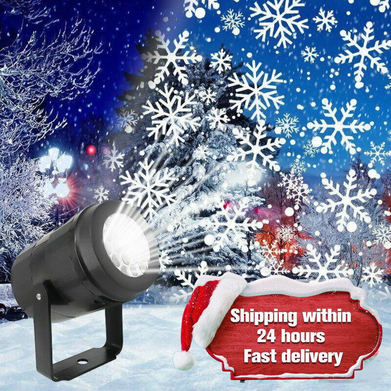 Kerst Grote Decoratie Projector Licht Sneeuwvlok Christmas Party Laser Led Stage Light Roterende Xmas Verlichting Tuin Decor