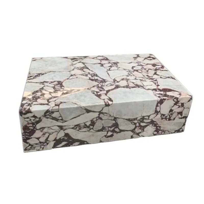 Customized Nodic Modern Rectangle Shape Living Room Home Decor Low Base Luxury Calacatta Violet Marble Plinth Coffee Table