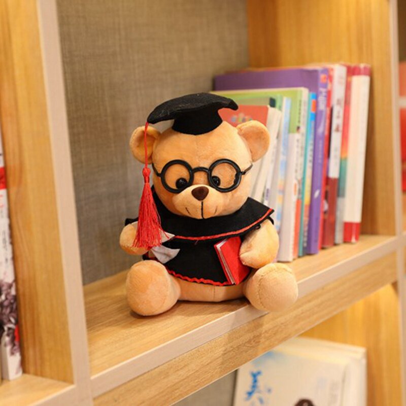 Ours en peluche mignon Dr. Bear pour enfants, peluche douce, poupées animales Kawaii, cadeaux de remise des diplômes, enfants et filles, 18 cm, 23cm, 1PC