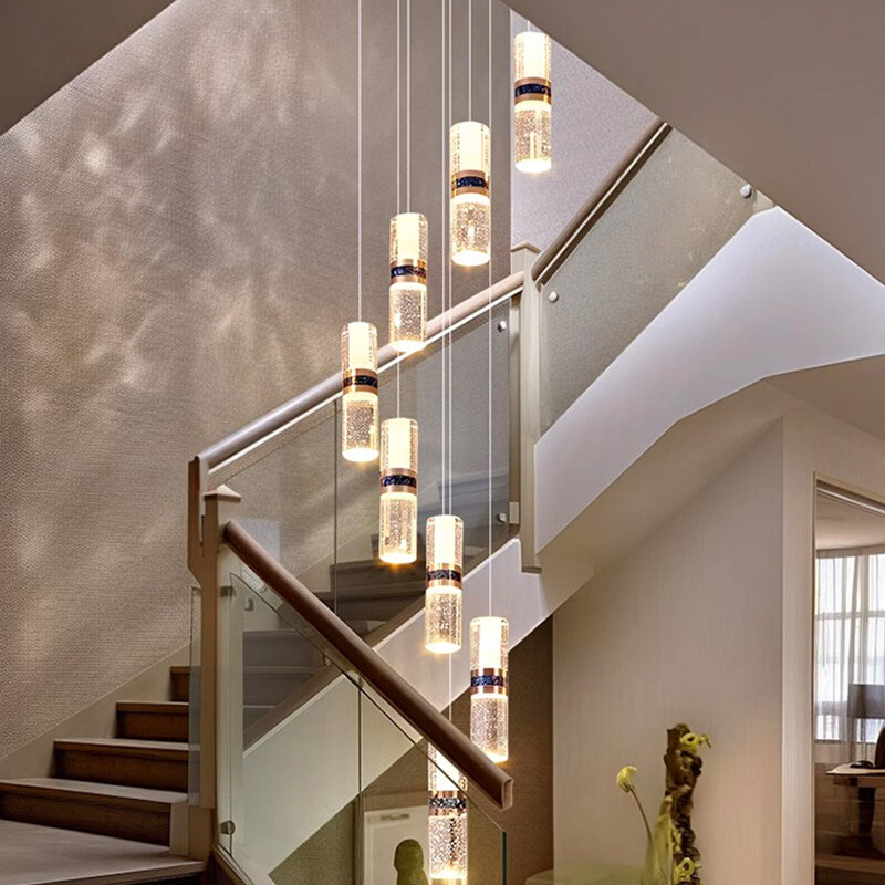 ثريا كريستالية حديثة لديكور المنزل ، مصباح دلاية الدرج ، أضواء متدلية لغرفة المعيشة ، إضاءة داخلية