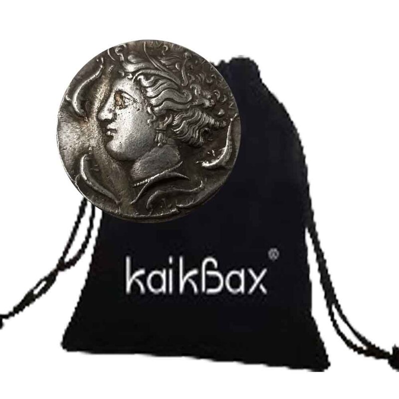 Luxury Historic Greek Goddess of Wisdom 3D Art Funny Coin/Good Luck Commemorative Coin Pocket Memory Coin +Gift Bag