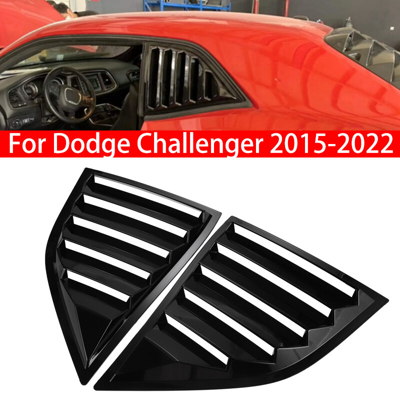 Couvercle d'obturateur latéral de fenêtre de persienne arrière de voiture, autocollant de garniture, évent Scoop ABS, style fibre de carbone noir, Dodge Challenger 2015-2022