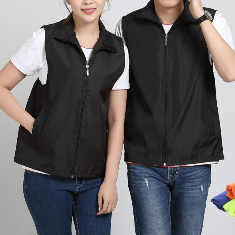 Men Lady Traveler Outdoor Vest Jacket Sleeveless Zip-up Workwear Solid Color Casual Waistcoats Comfort Daily Vests Simply