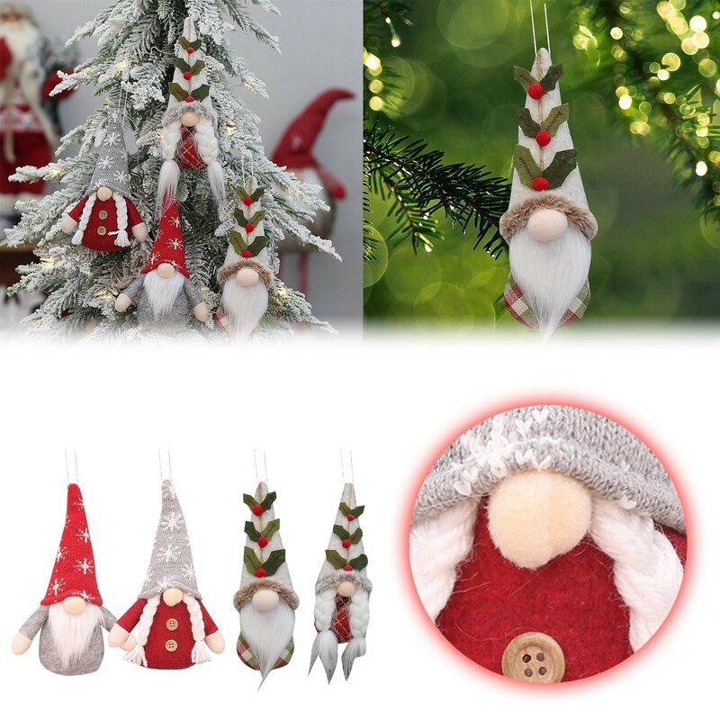 2023 Navidad Kerstversiering Kabouter Gezichtsloze Pop Santa Gebreide Pluche Kerstboom Ornament Hangende Hanger Huisfeest Speelgoed